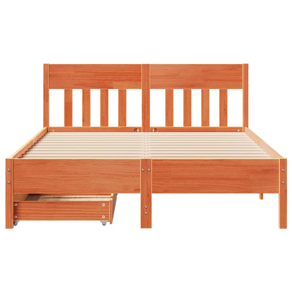 Solid Wood Bed Without Mattress Wax Brown 120 X 200 Cm Pine Wood