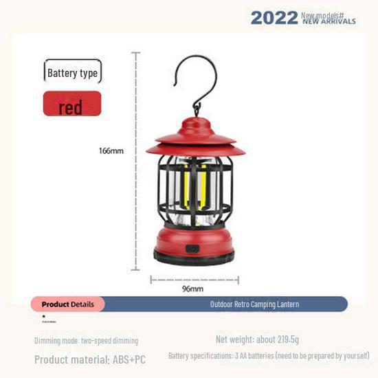 Retro LED Camping Lantern: Portable, Multifunctional, Outdoor, Type-C Rechargeable Tent Light.