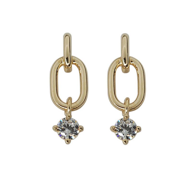 Pendente Semplice Zircone Lusso Orecchini a Bottone Geometrici per Donna Gioielli Placcati Oro 14k Argento Sterling 925 Regalo
