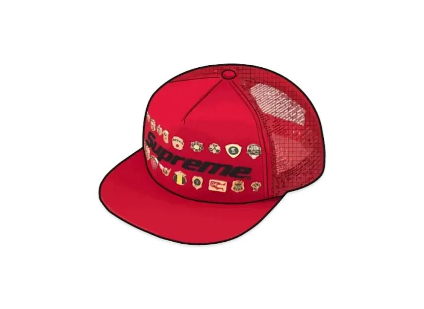 785760 Supreme Pins Mesh Back 5-Panel Red One-Size