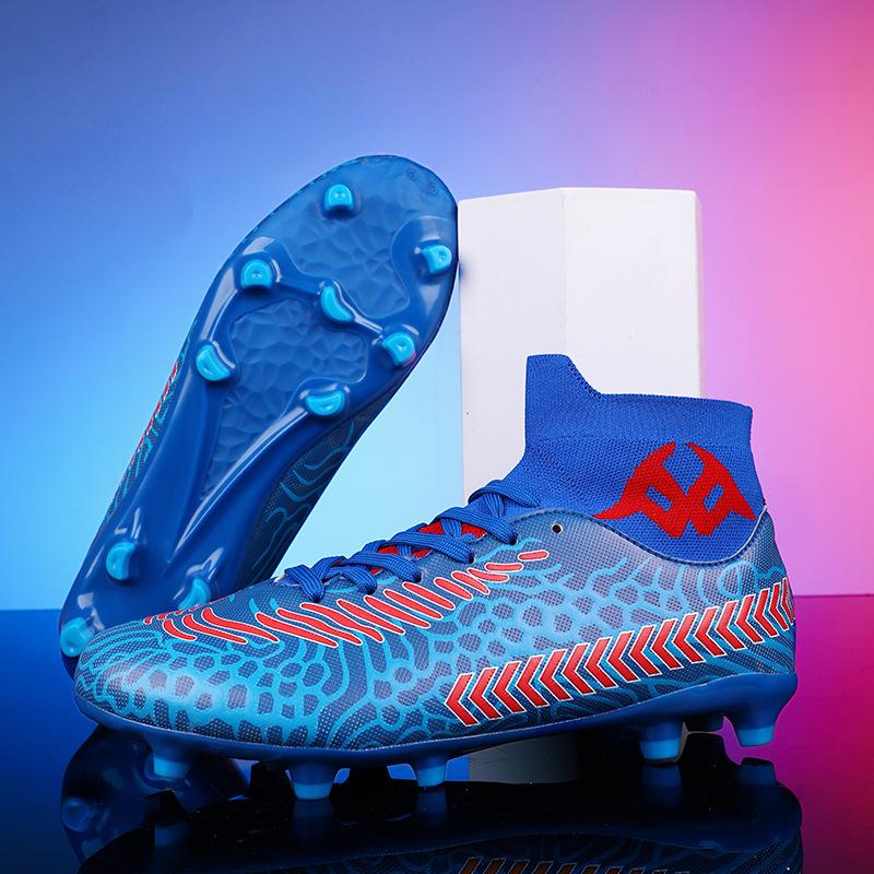 Summer new non-slip high-top football shoes, spikes, artificial grass, student professional training sports shoes
