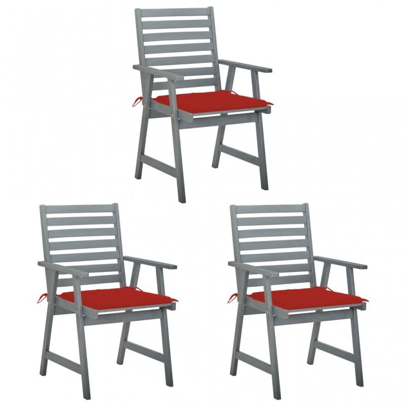 Day and Night - Day and Night Garden Dining Chairs 3 Units Solid Acacia Wood and Cushions