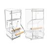 Mangeoire pour cage à oiseaux sans désordre Contenant automatique transparent en acrylique pour nourriture pour oiseaux Avec perchoir Accessoires de cage Contenant transparent pour nourriture de perruche