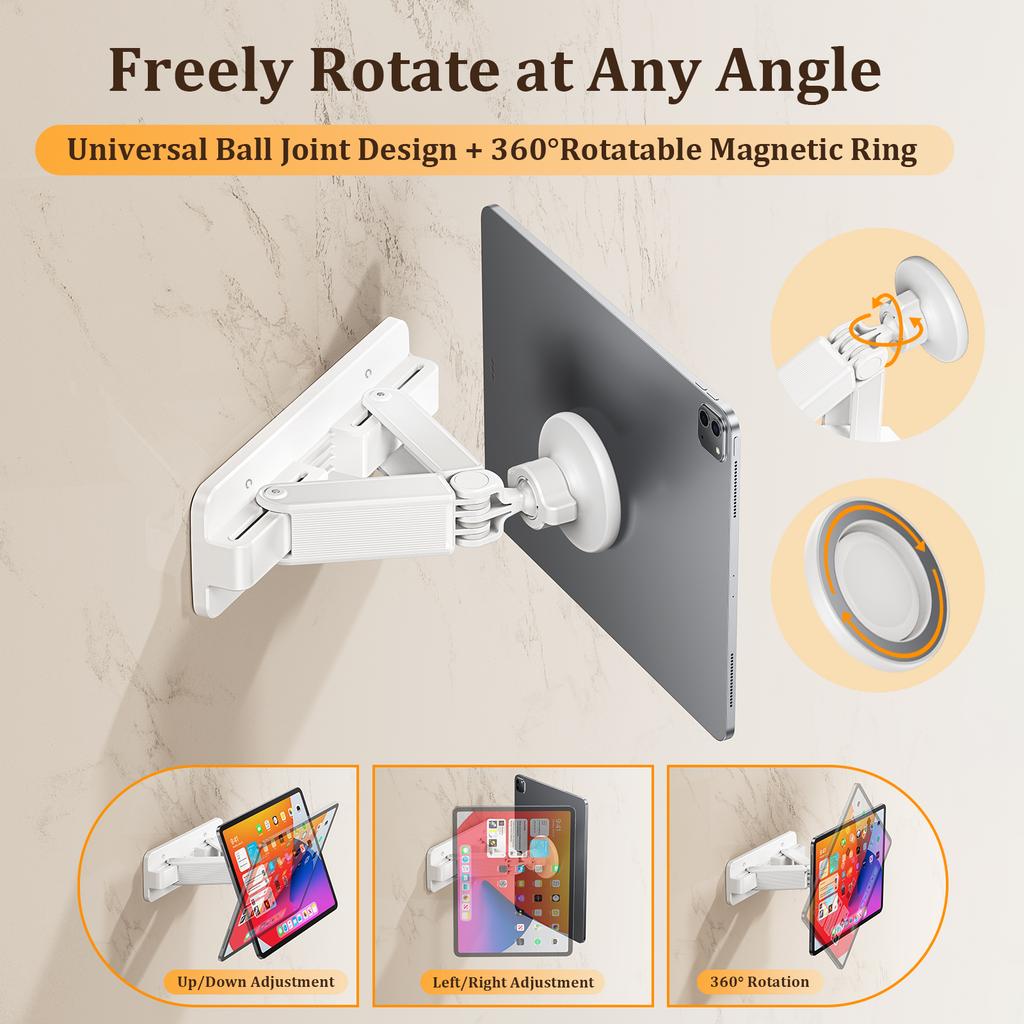 Oatsbasf Magnetic Wall Mount for iPad iPhone 360°Rotation Adjustable Universal Tablet Stand Holder for Samsung,Galaxy Tab,Kindle