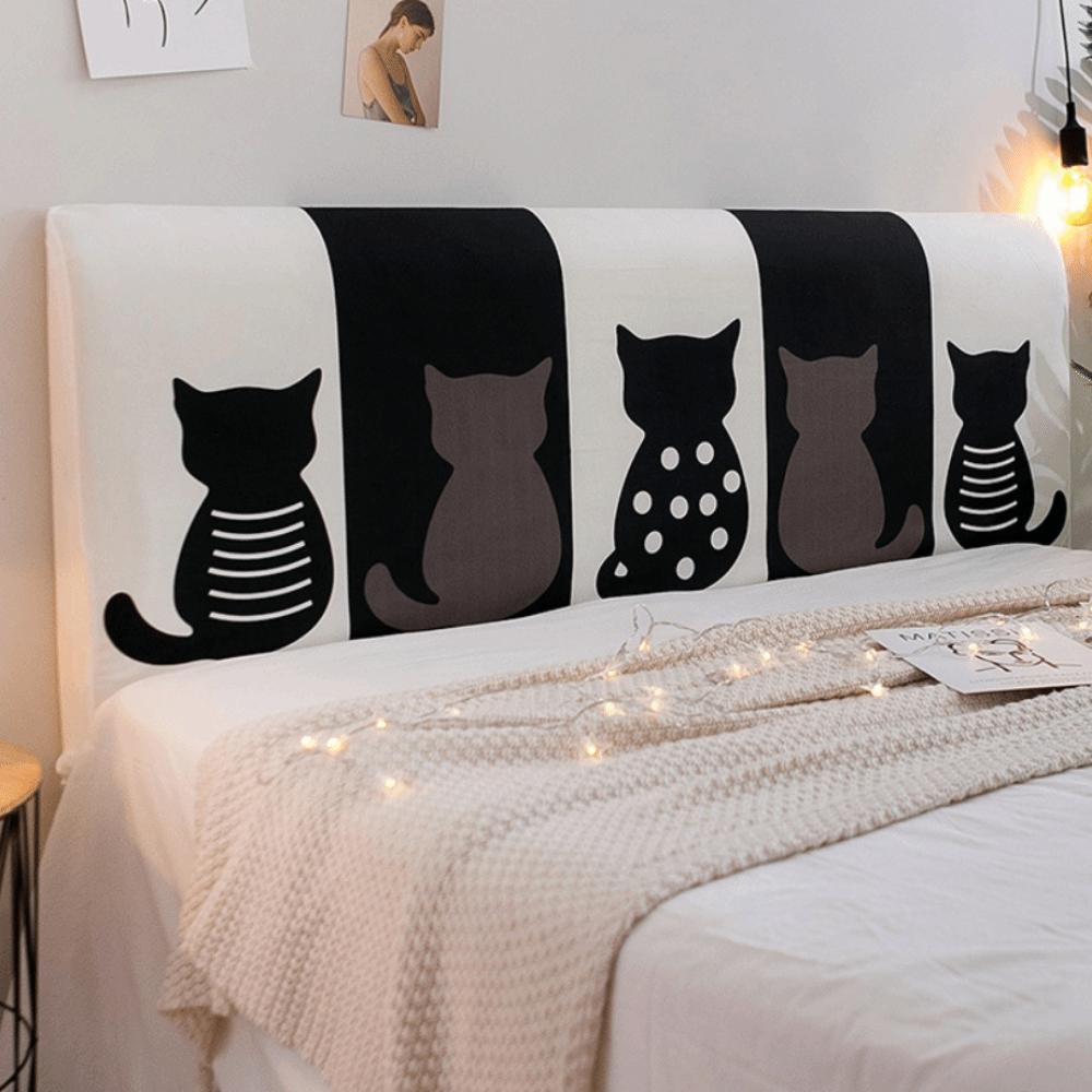 Cat Pattern Bed Head Cover Elastic Headboard Cover Washable Quilted Head Cover  for 1.5m Bed