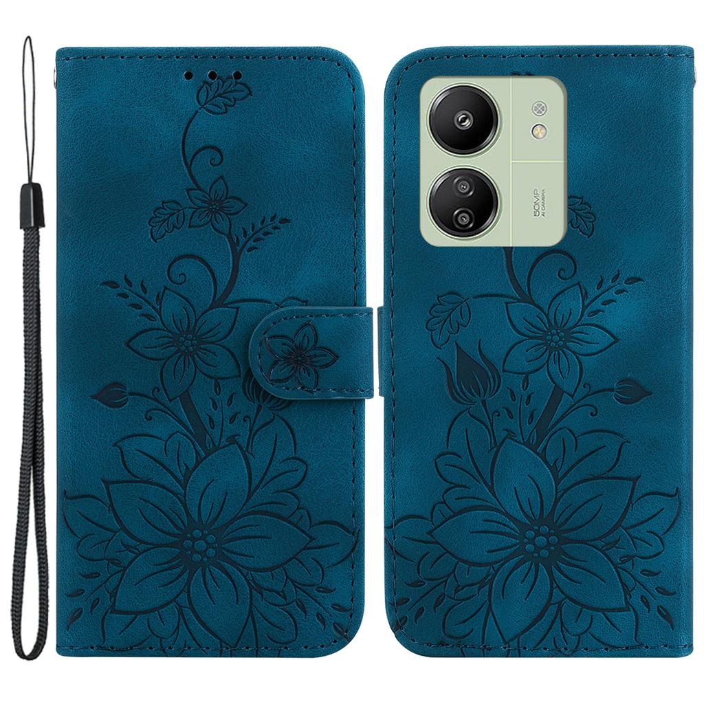 For Xiaomi Redmi 13C 4G/13C 5G/Poco C65 4G/Poco M6 5G/13R 5G Case Imprinted Flower Leather Cover with Wallet