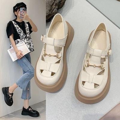 Mode Plateau-Sandalen Damen 2024 Neu Sommer Baotou Einteilig Koreanische Version von Mode Casual Muffin Erhöhung Römersandalen