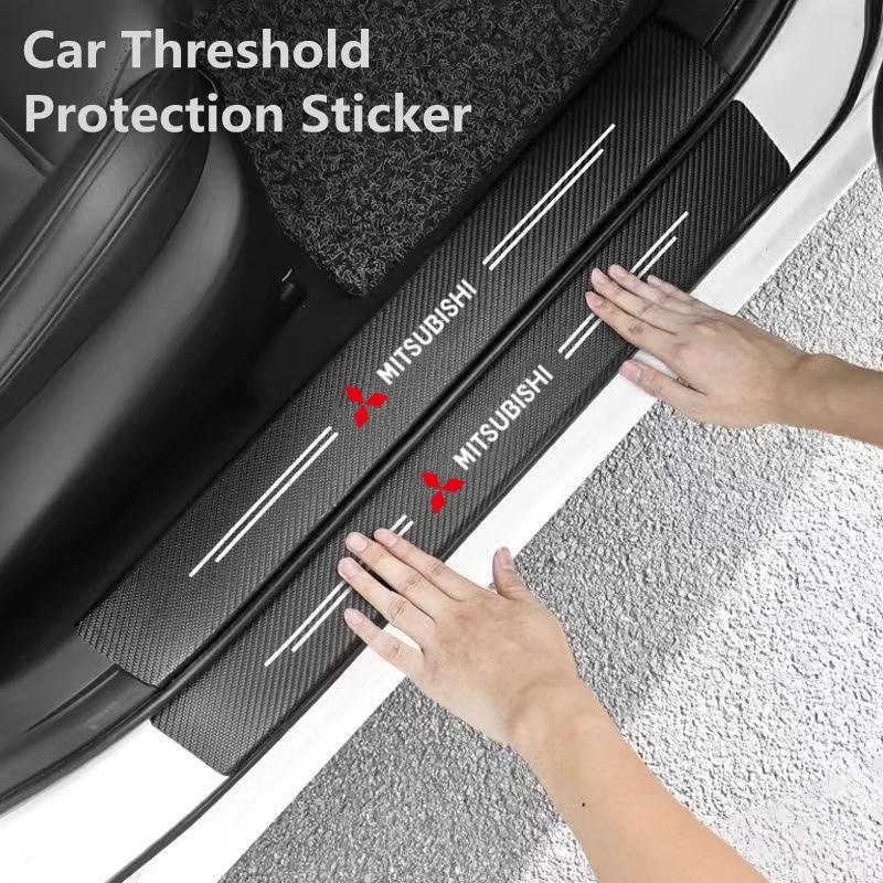 Car Carbon fiber Door Sill Welcome Pedal for Mitsubishi Pajero Sport Eclipse Cross L200 Colt Delica Ralliart Triton Accessories