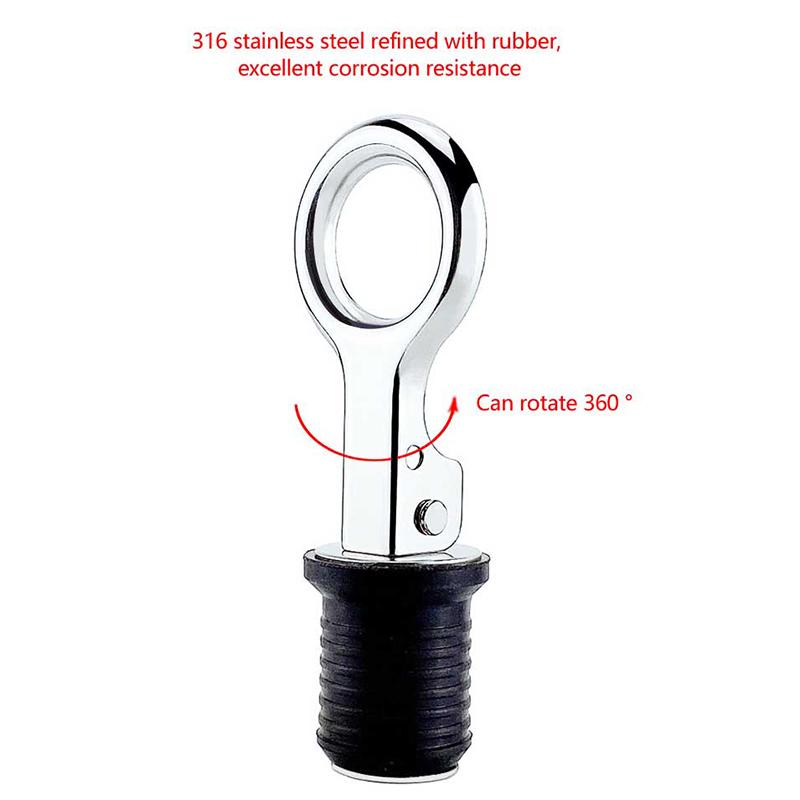 25Mm Marine Drain Plug Adjustable Snap Tight Stainless Steel Rubber Drain Plugs Speed Boat Kayak Motorboat Hardware Accessories