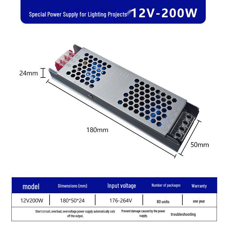 Ultra-thin Silent Indoor 220V To 24V LED Driver Transformer for Light Box, 60/400W, 12V Output