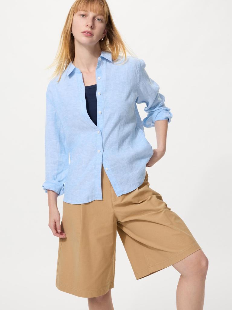 Uniqlo Camisa de lino premium de manga larga 