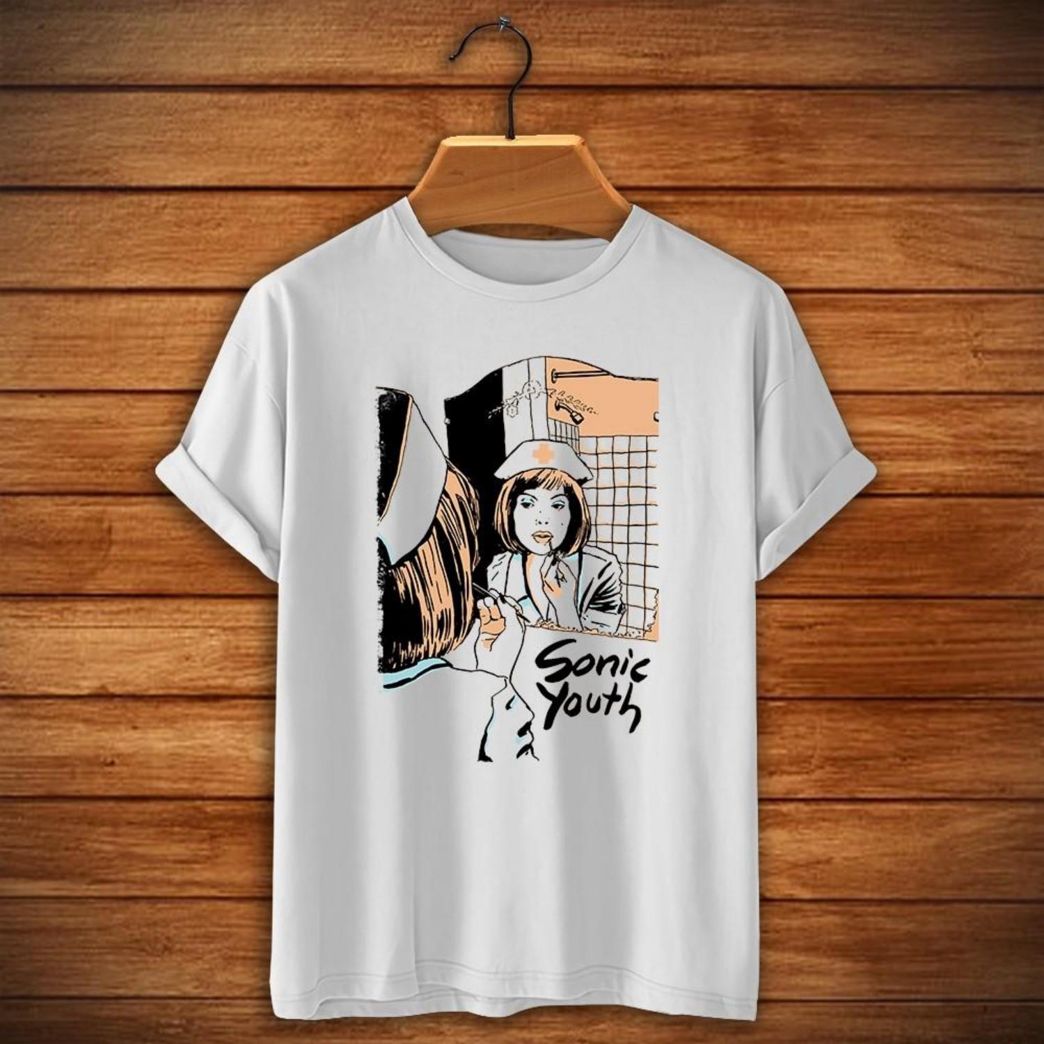 

Retro Nurse T-Shirt Sonic Youth Thurston Moore Lee Ranaldo Kim Gordon Unmade Bed Unisex T-Shirt S