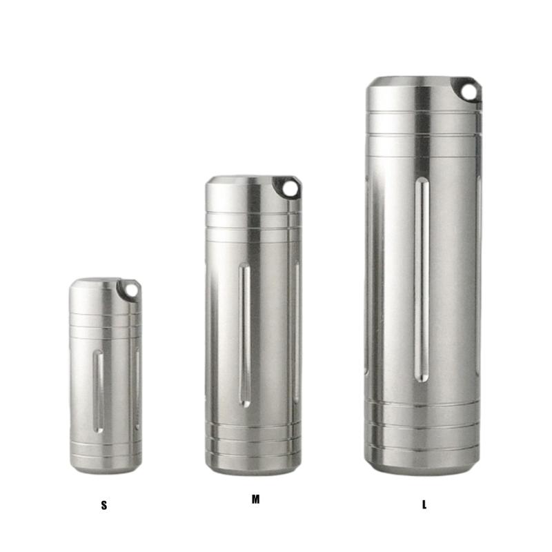 Portable Waterproof Pills Box Stainless Steels Pocket Keychain Pills Holder Light Weight Travel Case Medicine Bottles