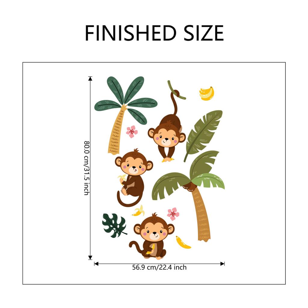 Forest Cartoon Animal Tree Monkey Stickers Bedroom Living Room Home Decor Wall Stickers