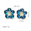 High-End Deep Sea Blue Glass Flower Earrings with Gold-Plated Copper – Elegant New Chinese Style Studs