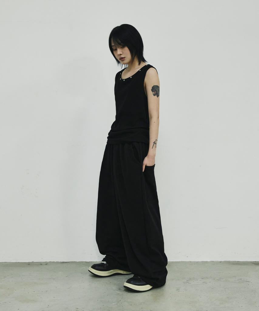 SCALLYWAG Summer Mega Wide Eyelet Training Pants [Black]