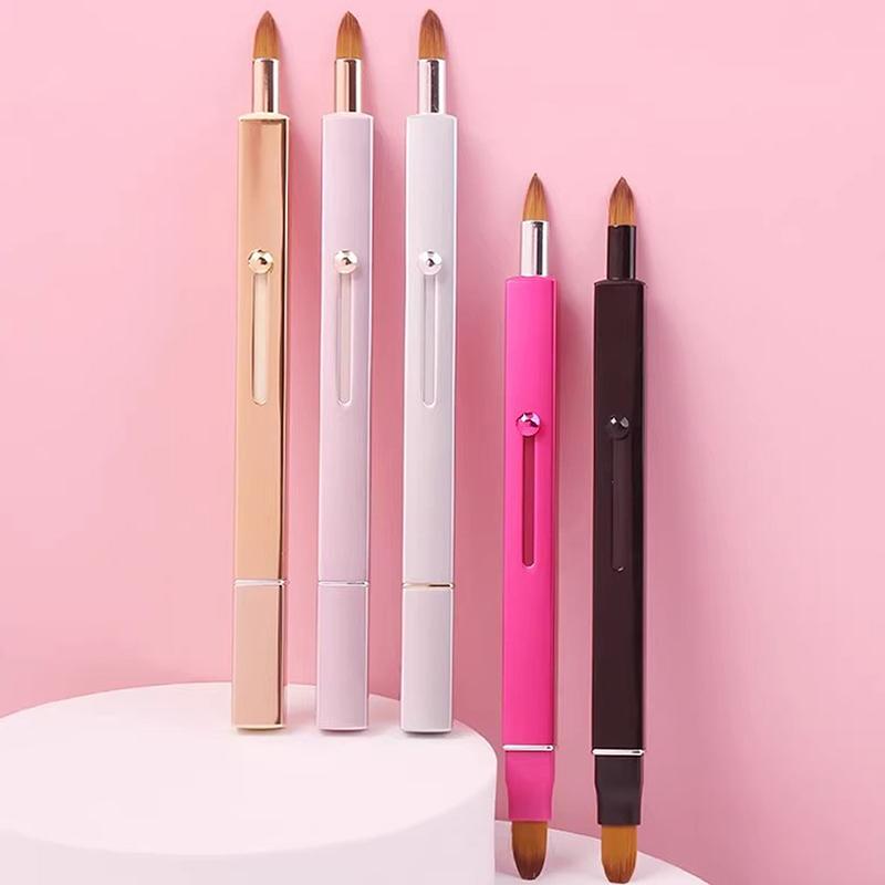 Portable Soft Retractable Lip Brush Double Head Makeup Brush With Cover Lipstick Brush Concealer Brushes Beauty Brush Tool