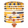 Game Day Bracelets Stackable Sports Football Charm Bracelets Elasticated Football Themed Bracelets Set for Women Men Football Fans Boho Summer