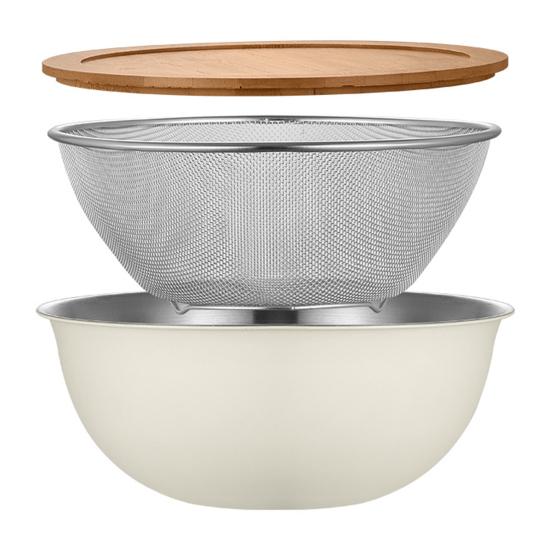 Stainless Steel Drain Basket Set with Lid Multi-Purpose Vegetable Salad Bowl Large Fine Mesh Kitchen Colander for Fruits Rice Washing