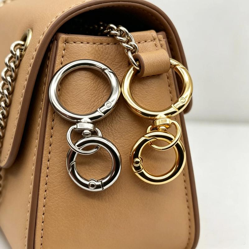 2Sets Round Spring Snap Carabiner Clip O Rings Swivel Trigger Hook Metal Clasps Keychain For Handbag Lanyards Diy Crafts