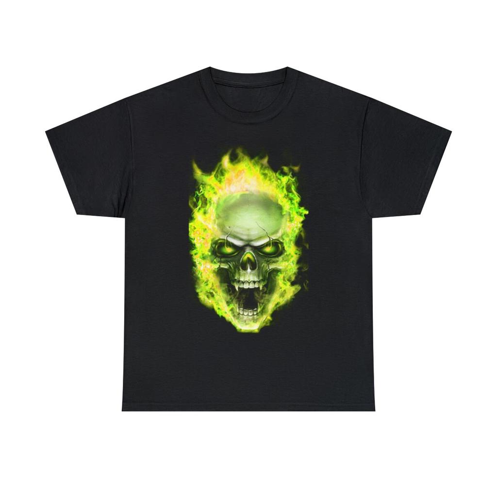 Flaming Demon Skull Yellow Short Sleeve Tee