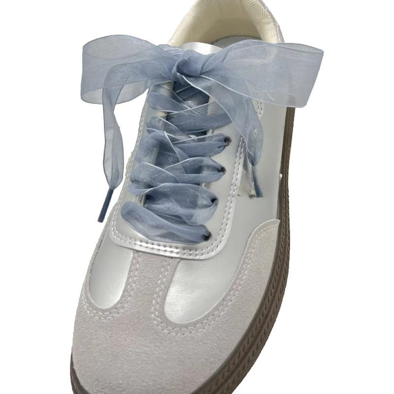 

1 пара женских мягких повседневных плоских шнурков для кроссовок шириной 2,5 см, аксессуары для обуви, шнурки из шелковой атласной ленты 160cm серый