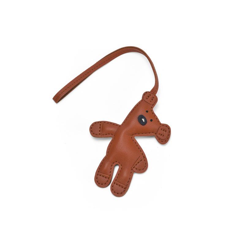 Miu Stil Handgefertigt Niedlicher Bär Leder Tasche Anhänger Schlüsselanhänger mit Lanyard