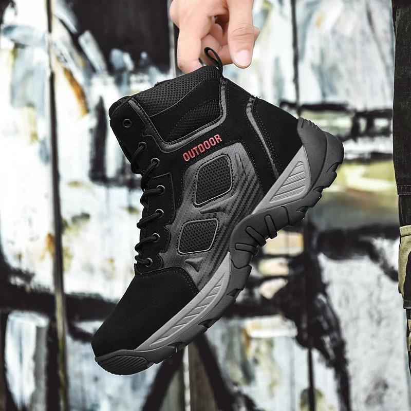 Fashion New Men' Ankle Boots Quality Outdoor Desert Boots Camping Breathable Hiking Sneakers Work Safety Shoes Leather Snow Boots