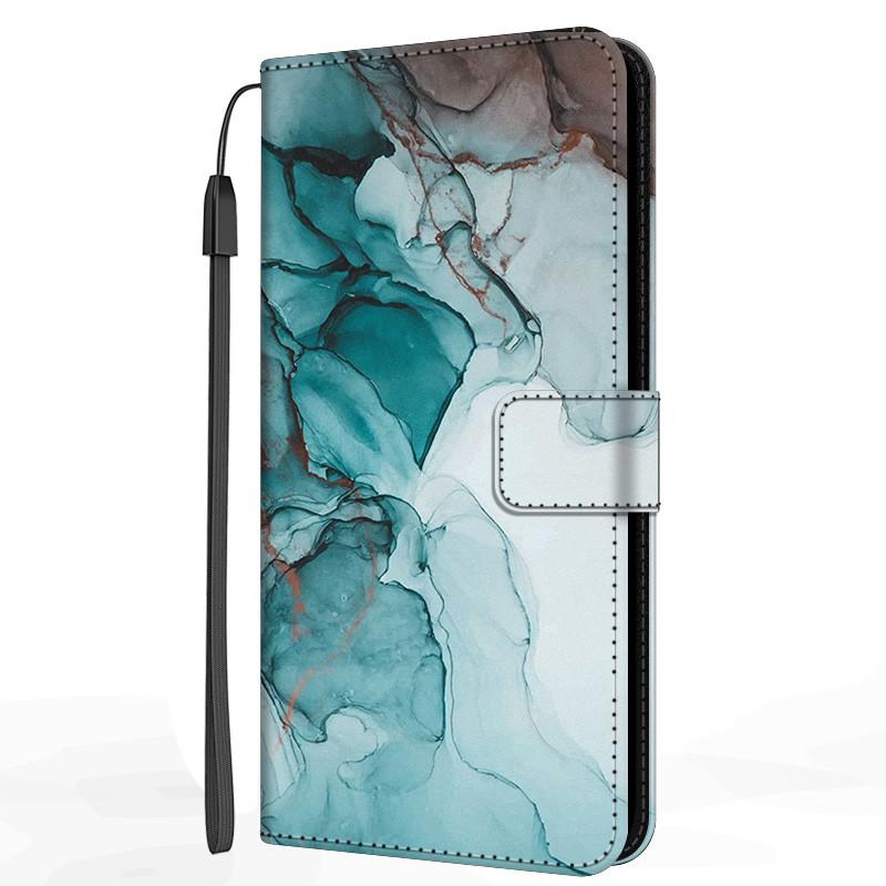 Marble Leather Case For Samsung Galaxy S20 S21 FE Ultra Plus M32 M52 M22 A12 A22 A22S 5G Flip Cover Stand Wallet Book Funda Case