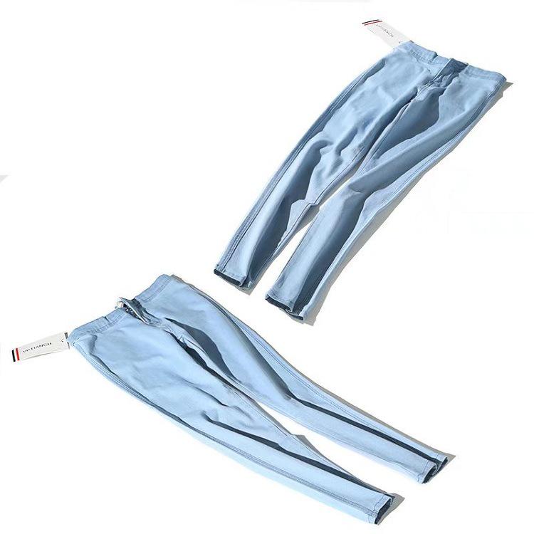 YPFF High-Waist Slim Fit Denim Pencil Pants - European & American Style, High Elasticity, Hip Lifting, Solid Color, Autumn Collection.