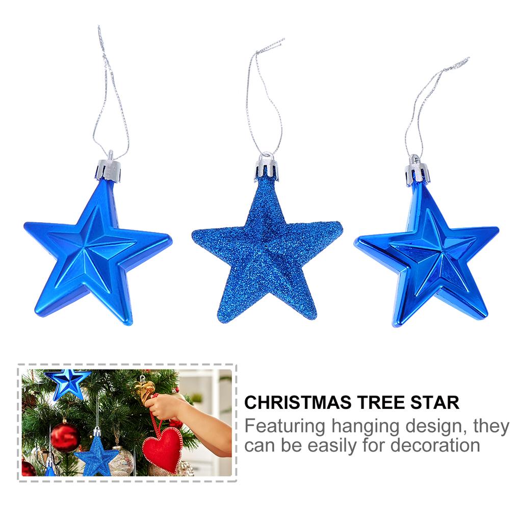 18Pcs Star Decor Christmas Plastic Hanging Ornament for Tree Home Office Hotel School Store Holiday Party Indoor Outdoor