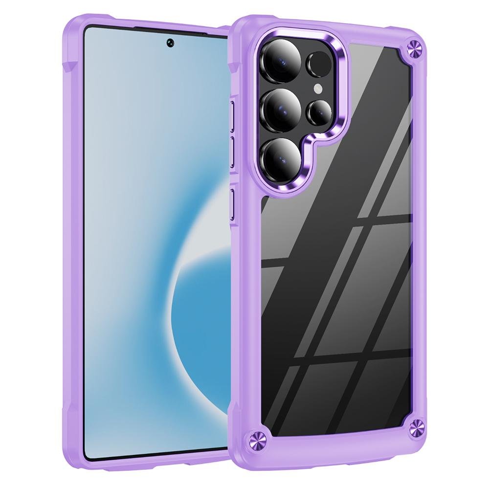 

For Samsung Galaxy S25 Ultra Case Anti-Drop Alloy Lens Frame PC+TPU Phone Cover Purple