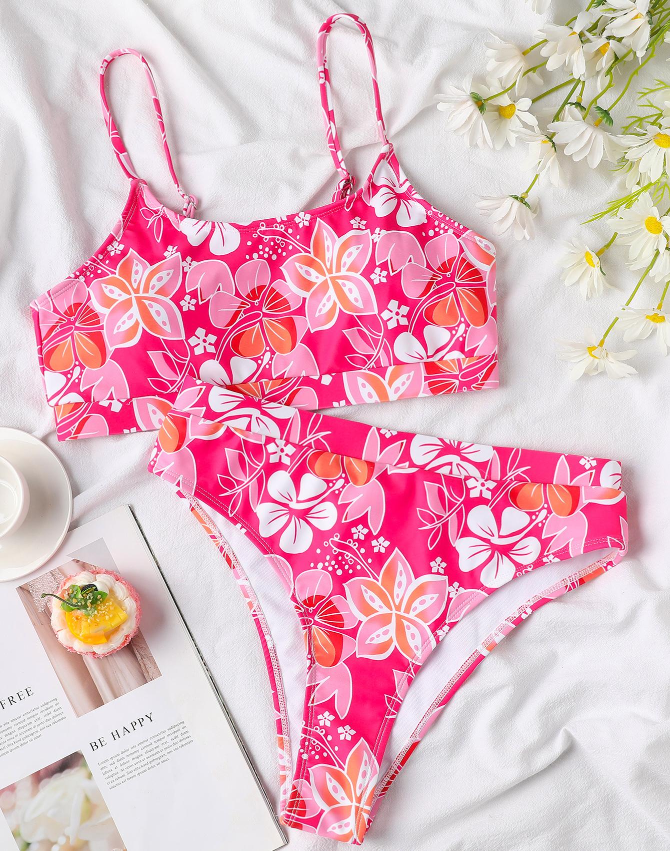 

Бикини сексуальный женский купальник с принтом стринги с высокой талией бразильское бикини пляжная одежда купальные костюмы S розовый