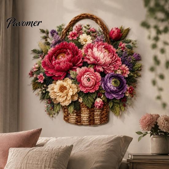 Schichtstoff Bastelblumenkorb Patchwork DIY-Set, Blumen Anfängerfreundliche Nähsets 3D Florales Projekt für Erwachsene, Handgemachte Geschenkidee