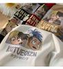 Cartoon Print Oversized Heavyweight Cotton T-Shirt - Summer Loose Fit Short Sleeve