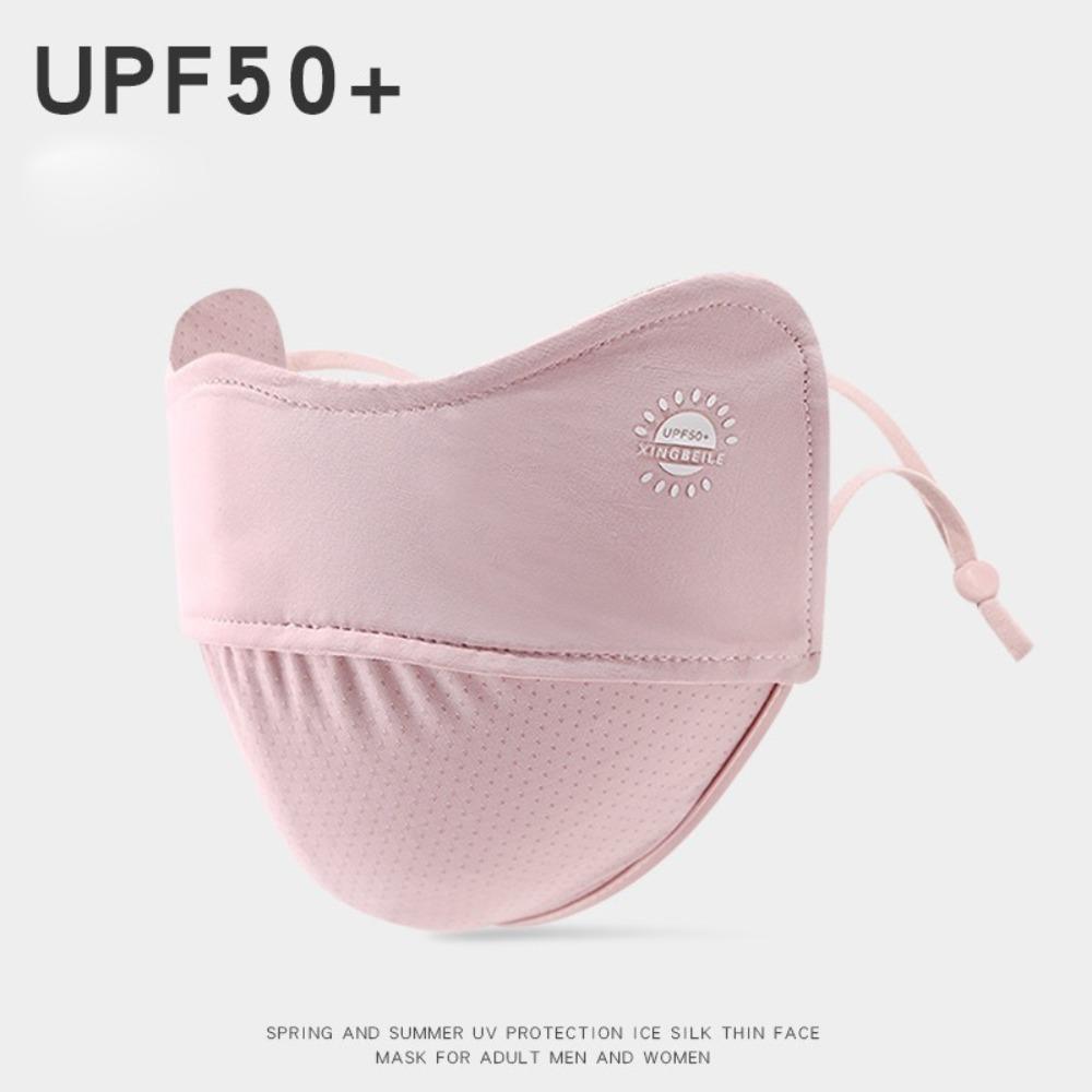 

Маска з праного крижаного шовку, дихаюча, захисна від сонця, нова маска-вуаль для обличчя, на чотири сезони рожевий