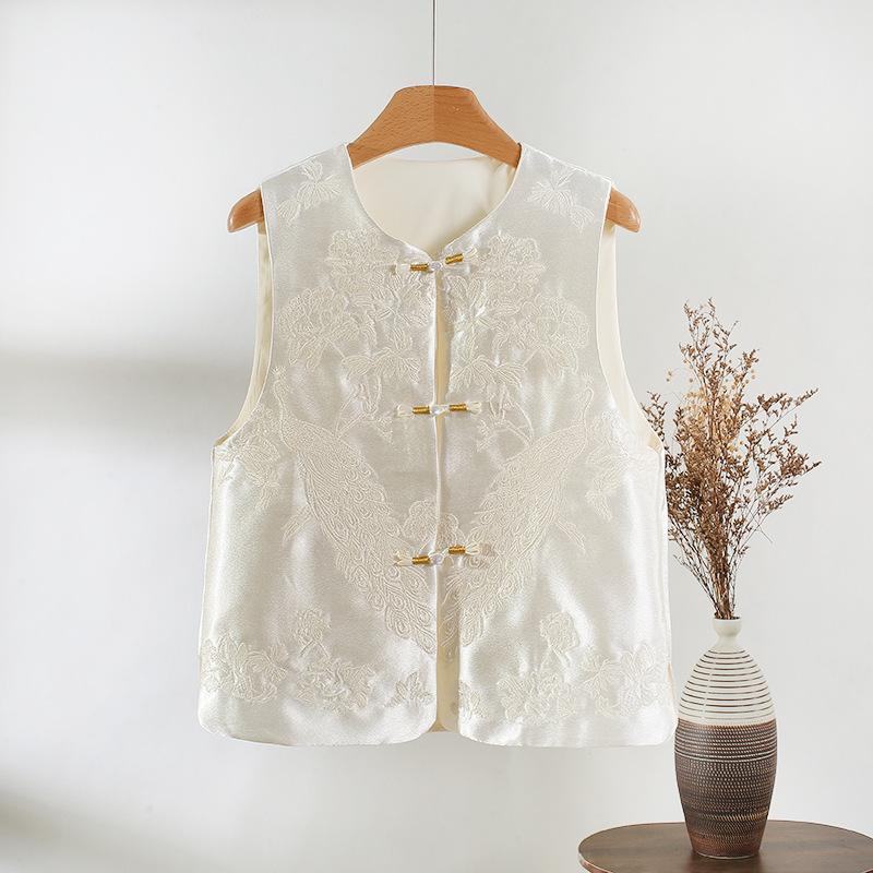 

Темпераментная женская одежда 2025 весна вышитый жилет жилет жилет милый топ на выход XXXL [Recommended 138-75kg]