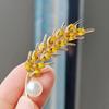 Korean Fashion Wheat Ear Crystal Rhinestone Brooch for Women's Coat
