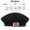 Unisex Five Pointed Star Brooch Personality Beret Men Women Painters Hats Autumn Winter Warm Berets Flat Caps