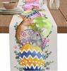 Easter Bunny Egg Flower Linen Table Runner Party Table Decor Reusable Spring Kitchen Dining Table Runner Easter Decorations