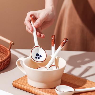 Cucchiaio da minestra in ceramica di alta qualità in stile giapponese, cucchiaio da dessert con manico lungo