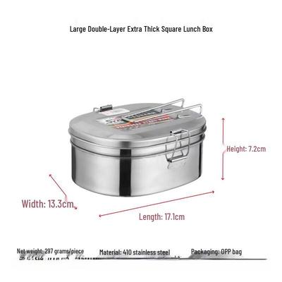 Stainless Steel Double-Layer Square Lunch Box