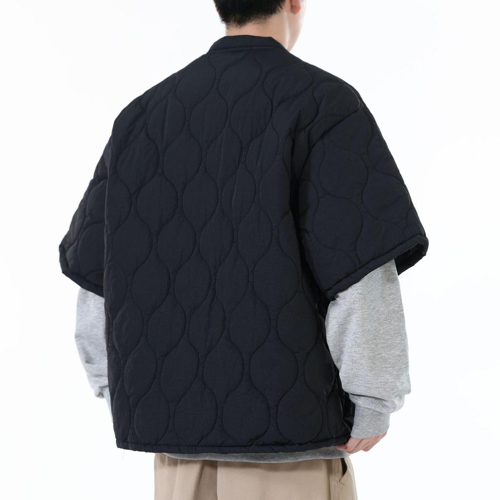 Men's Retro Japanese Style Collarless Cotton Gourd Jacket - Winter Silhouette Coat