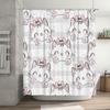 Adorable Kitten Shower Curtain Pink Bow Tails Design for Bathroom Decor White Waterproof Fabric Perfect Gift Idea for Cat Lovers