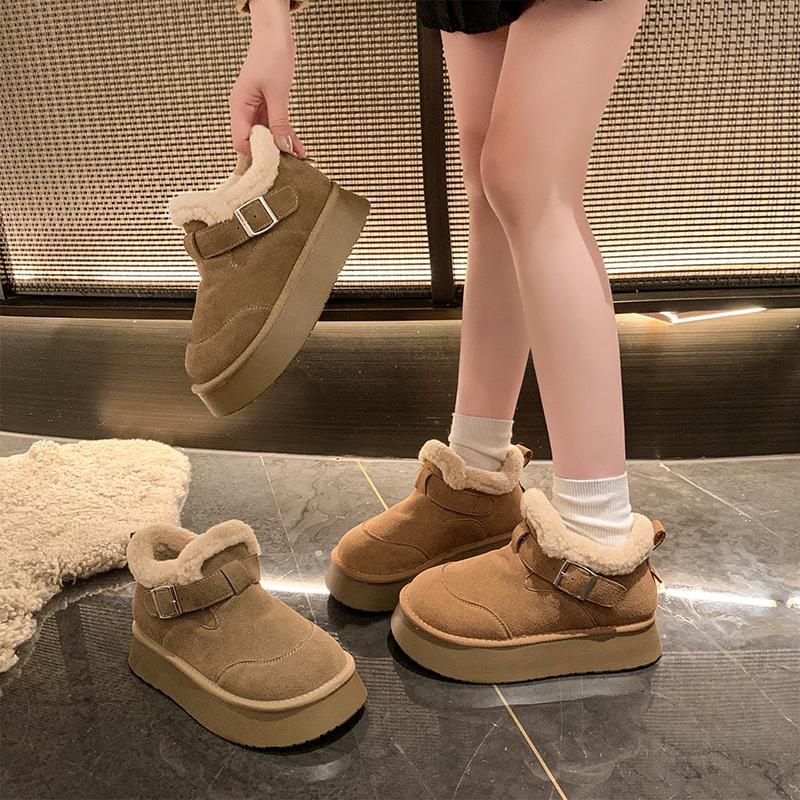 Women's Large Size Soft Sole Winter Warm Anti-slip Fur Snow Boots Padded Lined Ankle Boots Anti-slip Hiking Sports Cotton Boots