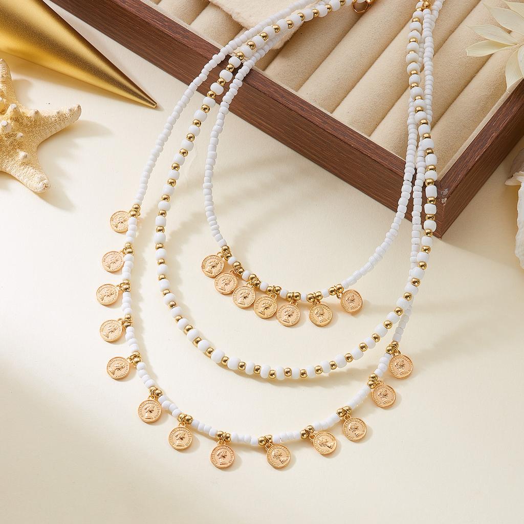 Vintage Portrait Queen Coin Pendant Necklaces for Women Girl Fashion Multi Layer Link Chain Necklaces Friendship Jewelry Gifts