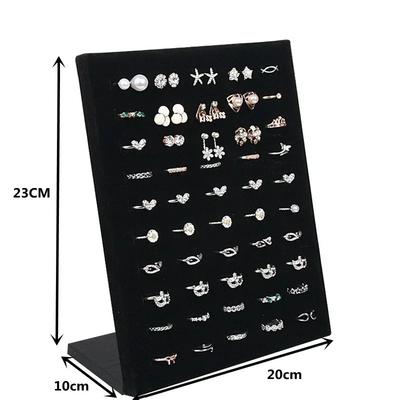 Hogar Portátil Simple Negro Gris Terciopelo Vitrina Exhibidor Joyería Anillo Exhibidores Soporte Tablero Soporte Caja Plato Almacenamiento Escritorio