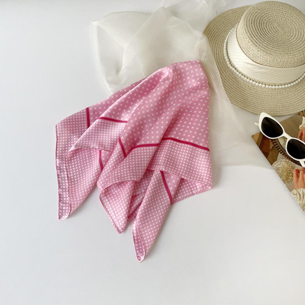 Printed Dot Print Scarf Colorful Polka Dot Silk Scarf Simple Hair Scarf Female