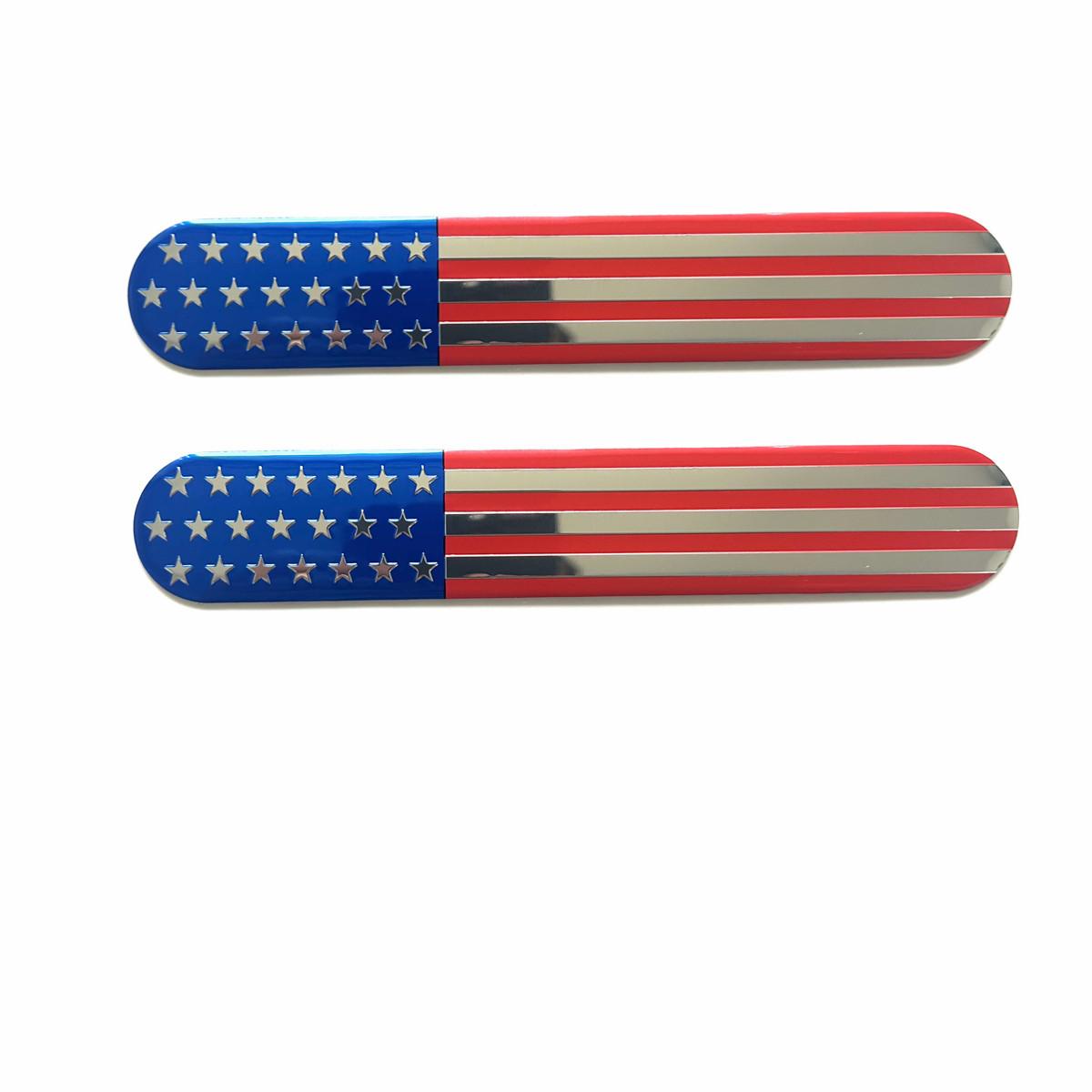 2Pcs 3D Metal Adhesive Sport Truck Car Badge USA American Metal Flag Auto Fender Emblem Embossed USA Flag Decal 2pcs