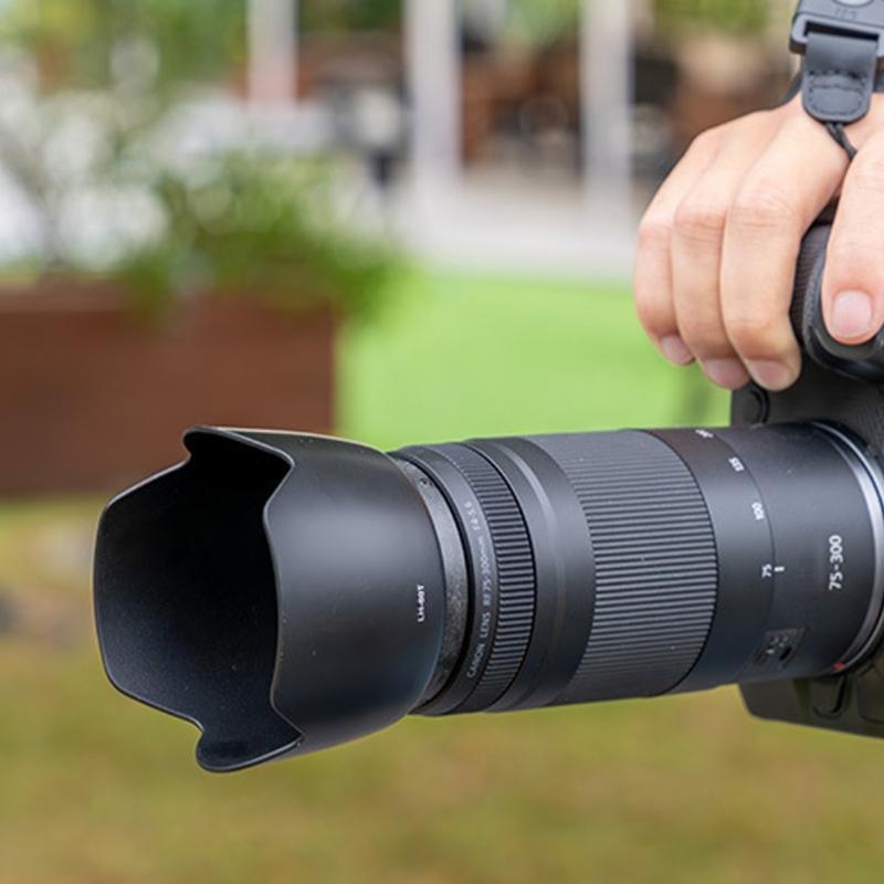 Professional Lens Hood LH-60T for RF 75-300/EF-S 55-250 II Lens 58mm Snap On Camera Lens Shade Cover